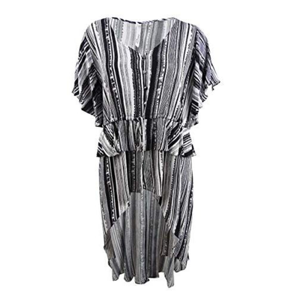 NY Collection Plus Size Striped Peplum High-Low Top